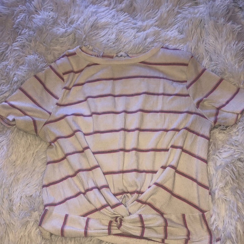 white w pink stripe crop top